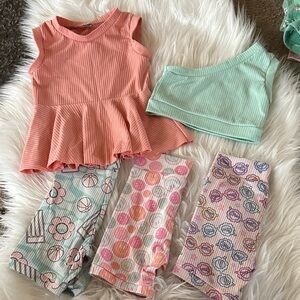 Colorful Kids' Sleeveless Tops and Bikers Set